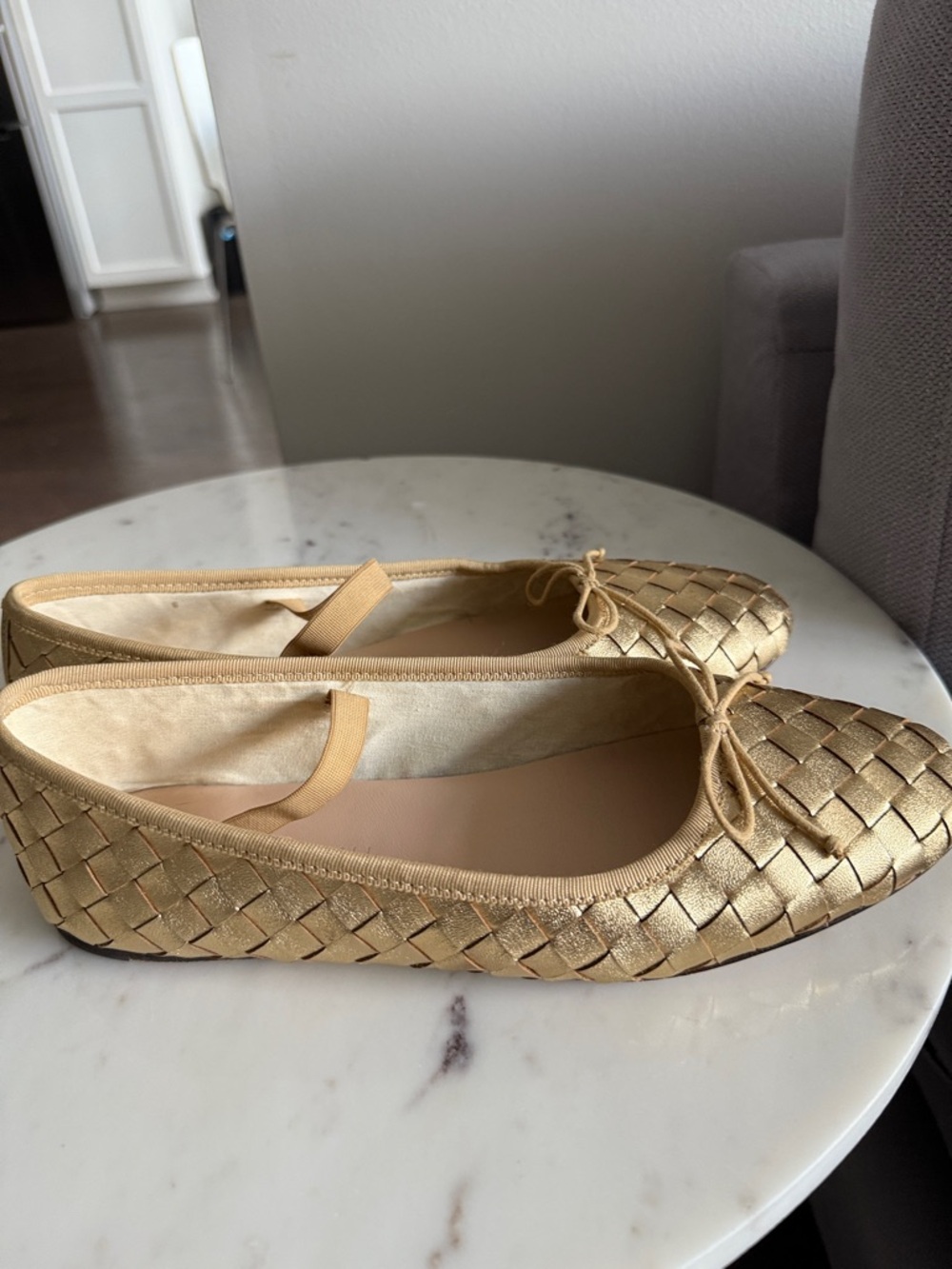 Loeffler Randall Leonie Gold Woven Ballet Flat Size 8.5 - Picture 5 of 11